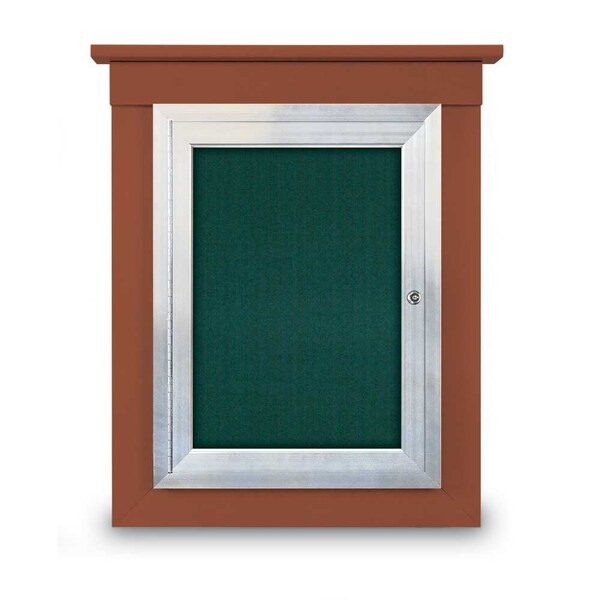 72"x48" 3-Door Enclosed Letterboard, Black Felt/Cherry